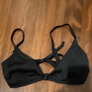Hollister black ribbed bathing suit top